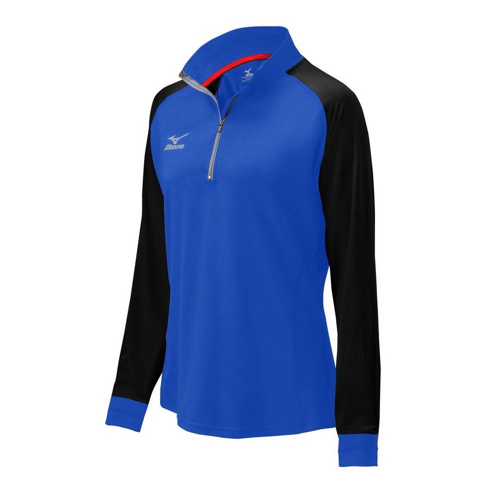 Damske Bundy Mizuno Prime 1/2 Zip Volejbalove Kráľovská Modrá/Čierne Vypredaj QAUC67941